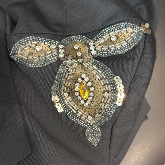 Tart Collections Women Black Blazer L Cropped Embellished - Picture 4 of 4